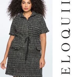 Eloquii Monochrome Tweed Mini Dress